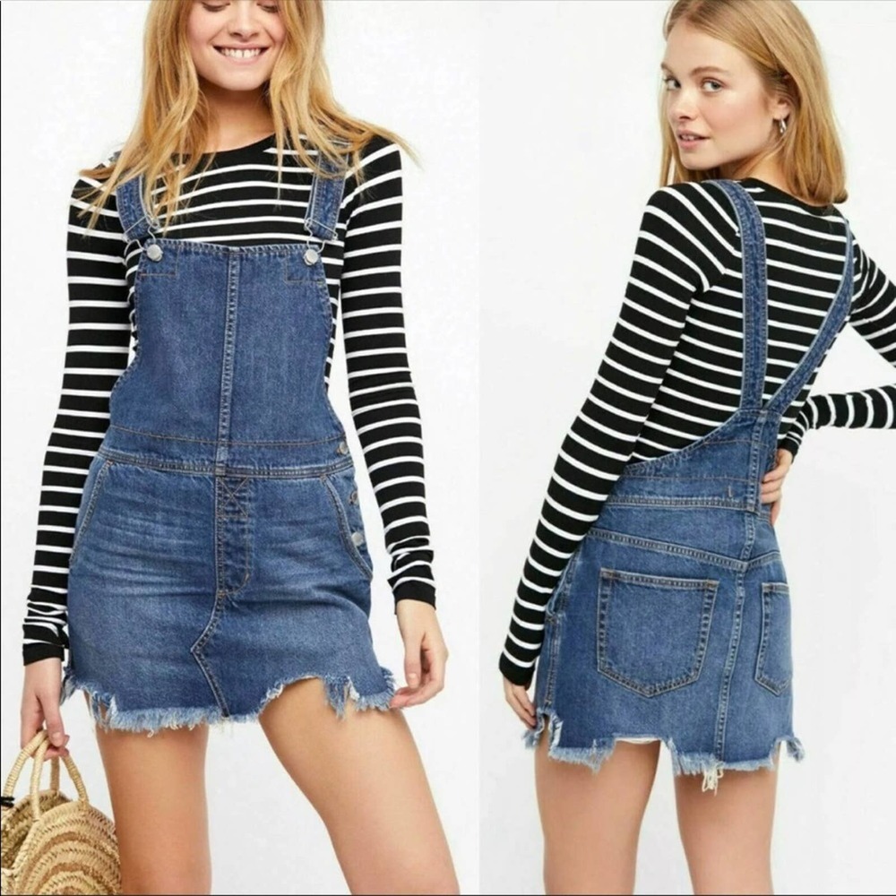Free People Distressed Jumper Overall Dress Size 6